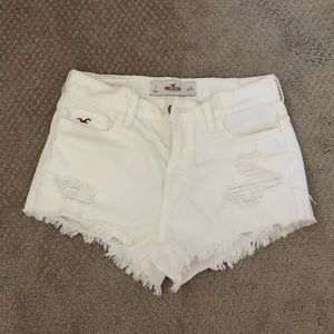 Free shipping: white high rise distressed shorts